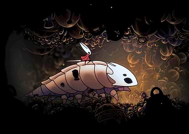 Hornet riding a Grub Hollow Knight: Silksong
