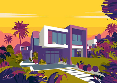 Modern House with Tropical Landscape