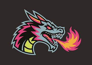 Dragon Head Logo with Fire