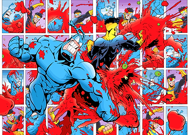 Comic Book Fight Scene with Blood