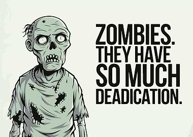Zombie Deadication Pun Cartoon Illustration