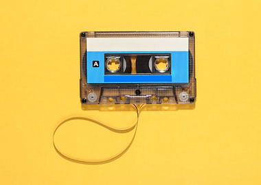 Cassette Tape on Yellow Background