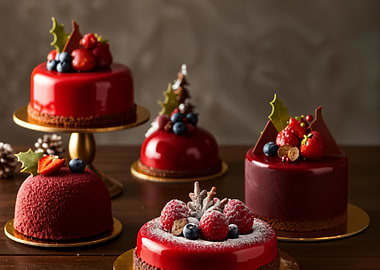 Festive Red Berry Cakes
