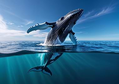 Humpback Whale Breaching Ocean Surface