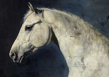 White Horse Portrait Painting