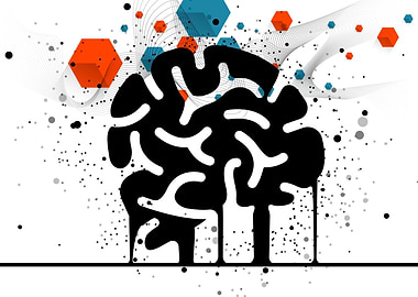 Abstract Brain with Hexagons