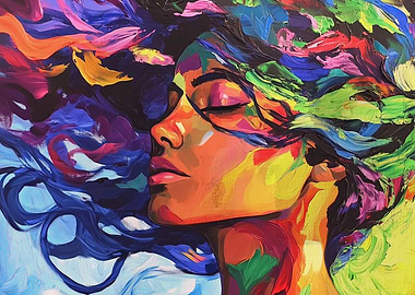 Colorful Portrait Painting of a Woman