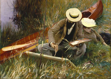 Artist Painting by the Riverbank