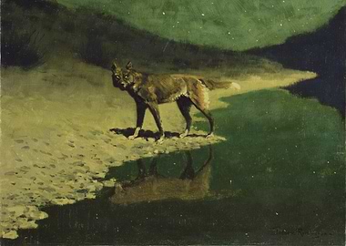 Wolf by the Water Painting
