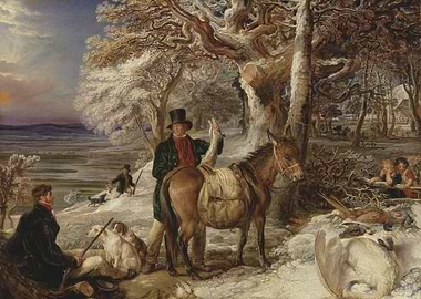 Winter Hunt Scene Painting