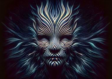 Abstract Face with Flowing Lines