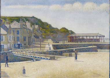 Coastal Town Scene Painting