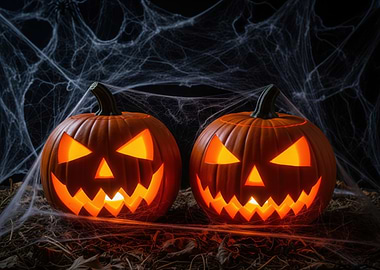 Halloween Pumpkins with Spiderwebs