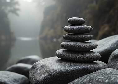 Zen Stone Stack by Misty River