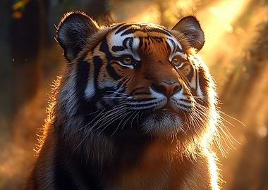 Majestic Tiger Portrait in Golden Light