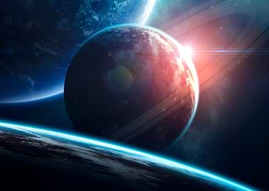 planets and rings in deep space