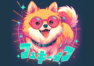 Cartoon Dog with Glasses and Text