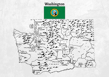 Hand Drawn Map of Washington State