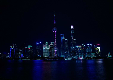 shanghai skyline at night