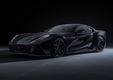Sleek Black Ferrari 812 superfast in Studio Lighting