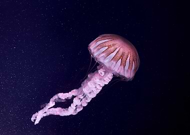 Pink Jellyfish in Dark Water