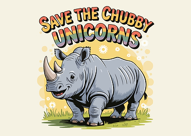 Save the Chubby Unicorns Rhino Art