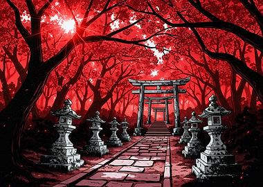 Red Japanese Shrine Path