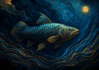 Blue and Gold coelocanth