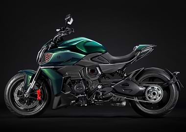 Ducati Diavel Green Motorcycle Studio Shot