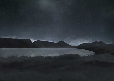 Night Lake Landscape