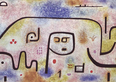 Paul Klee Abstract Composition with Figure and Symbols