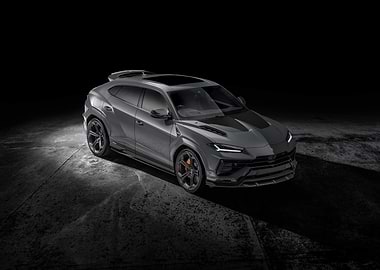 Gray Lamborghini Urus on Dark Background