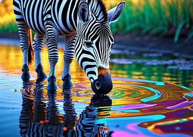 Zebra Drinking Water