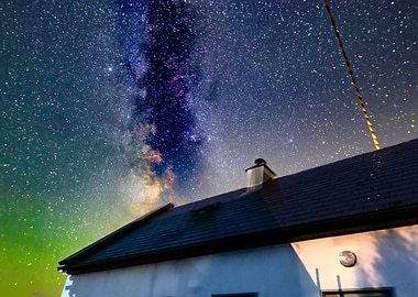 Milky Way over House at Night