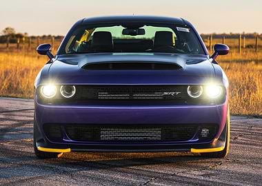 Purple Dodge Challenge hellcat SRT Front View