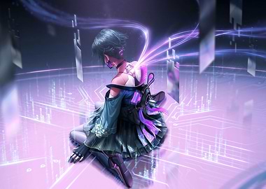 Cyber Hunter Girl Digital Art