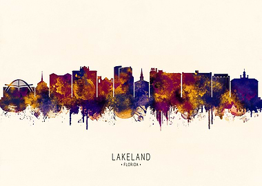 Lakeland Florida Skyline Watercolor