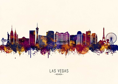 Las Vegas Skyline Watercolor