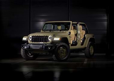 Olive Green Jeep Wrangler Studio Shot