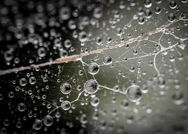 Dew Drops on Spider Web
