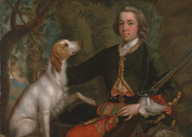 Hunter with Dog Portrait Painting