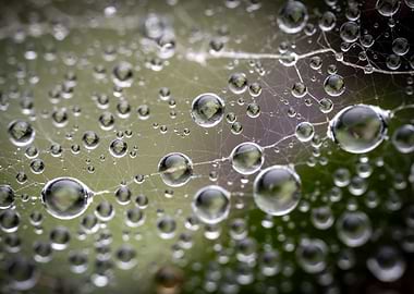 Dew Drops on Spider Web