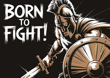 Born to Fight Spartan Warrior Illustration