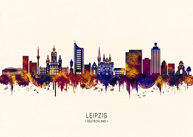 Leipzig Skyline Watercolor Art