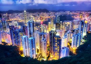 hong kong skyline at night