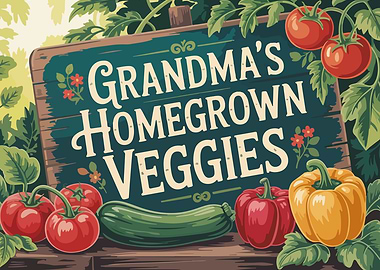 Grandma's Homegrown Veggies Sign