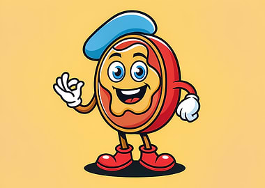 Cartoon Donut Character with Beret