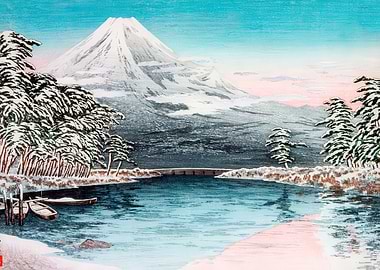 Mount Fuji Winter Landscape Art