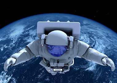 Astronaut in Space with Earth View