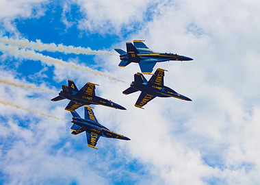 Blue Angels Formation in Cloudy Sky